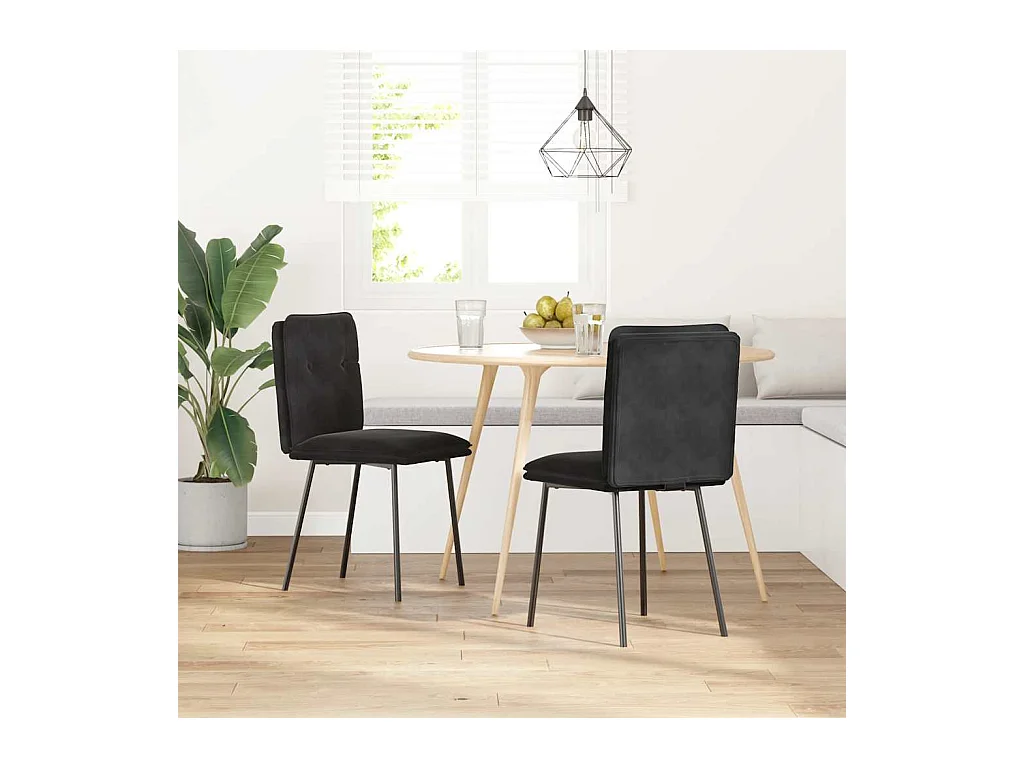 Chaises à manger lot de 2 Noir Velours