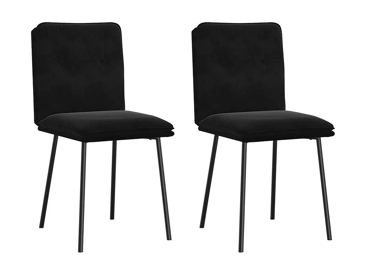 Chaises à manger lot de 2 Noir Velours