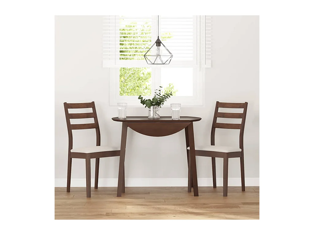 Chaises à manger coussins 2 pcs marron bois massif caoutchouc