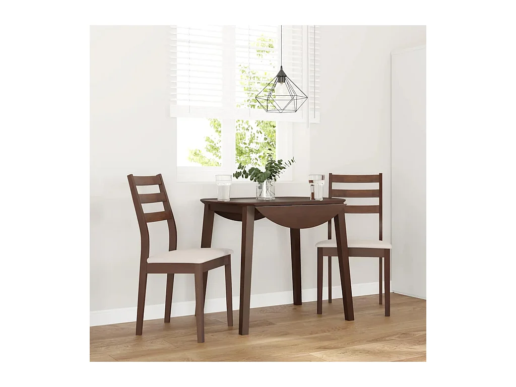 Chaises à manger coussins 2 pcs marron bois massif caoutchouc