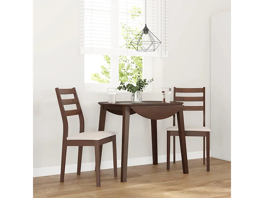 Chaises à manger coussins 2 pcs marron bois massif caoutchouc