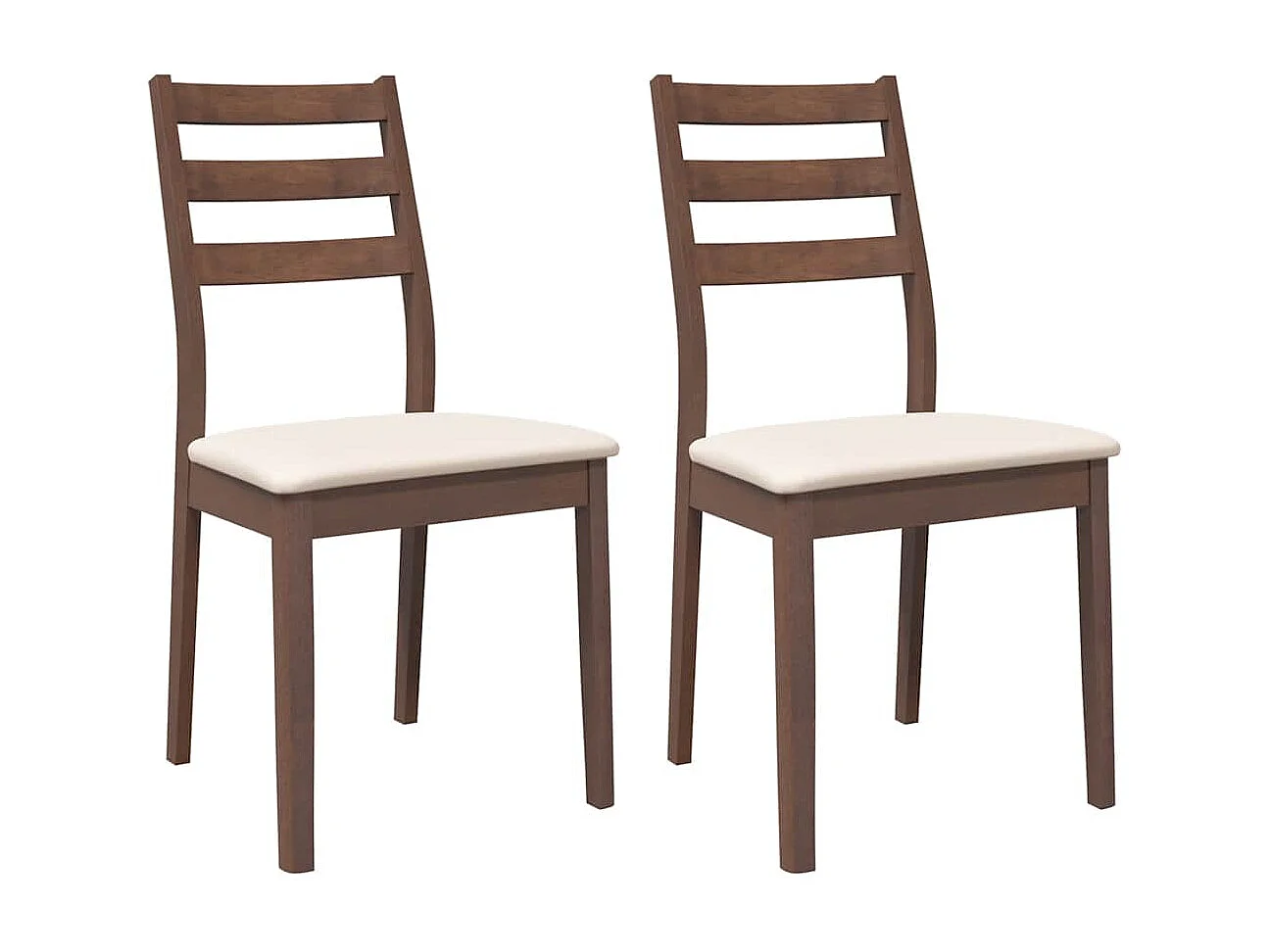 Chaises à manger coussins 2 pcs marron bois massif caoutchouc