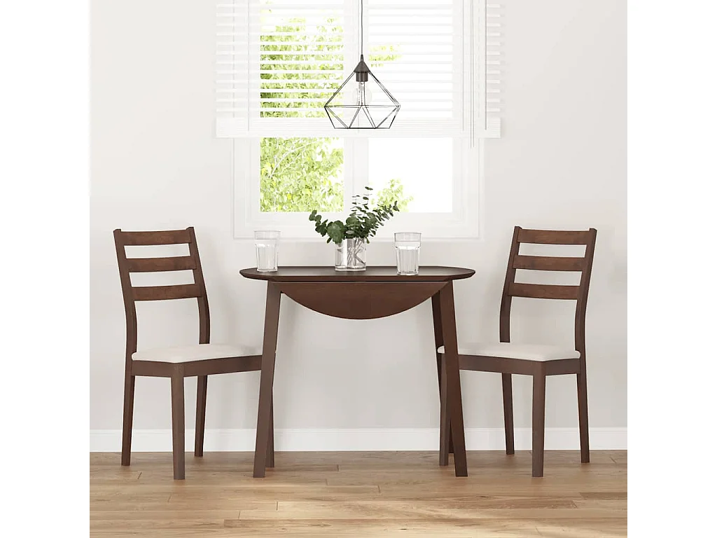 Chaises à manger coussins 2 pcs marron bois massif caoutchouc