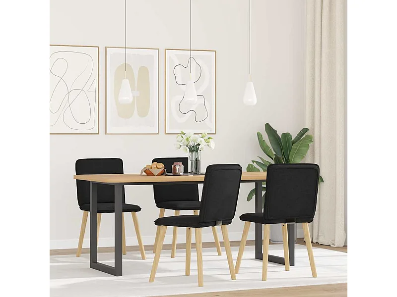 Eetkamerstoelen set van 4 zwarte stof