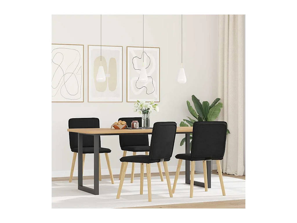 Chaises à manger lot de 4 noir tissu