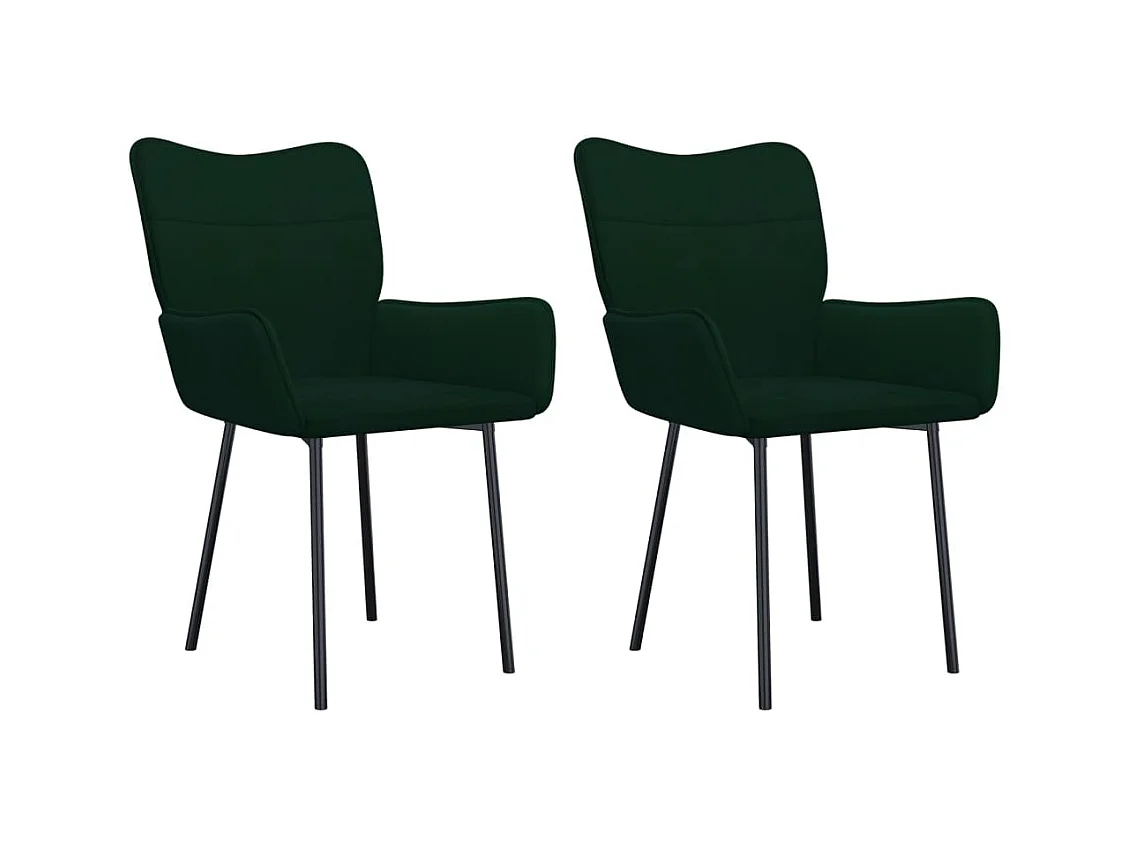 Juego de 2 sillas de comedor de terciopelo verde oscuro