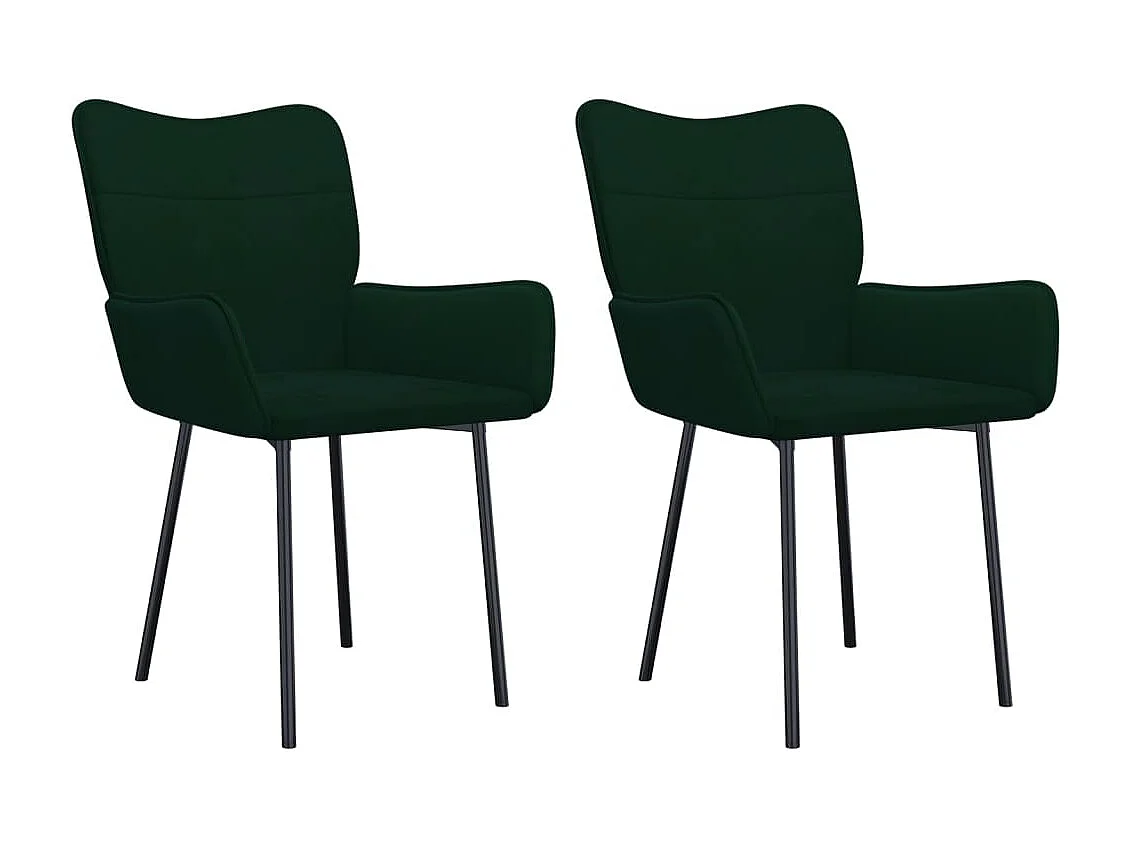 Juego de 2 sillas de comedor de terciopelo verde oscuro
