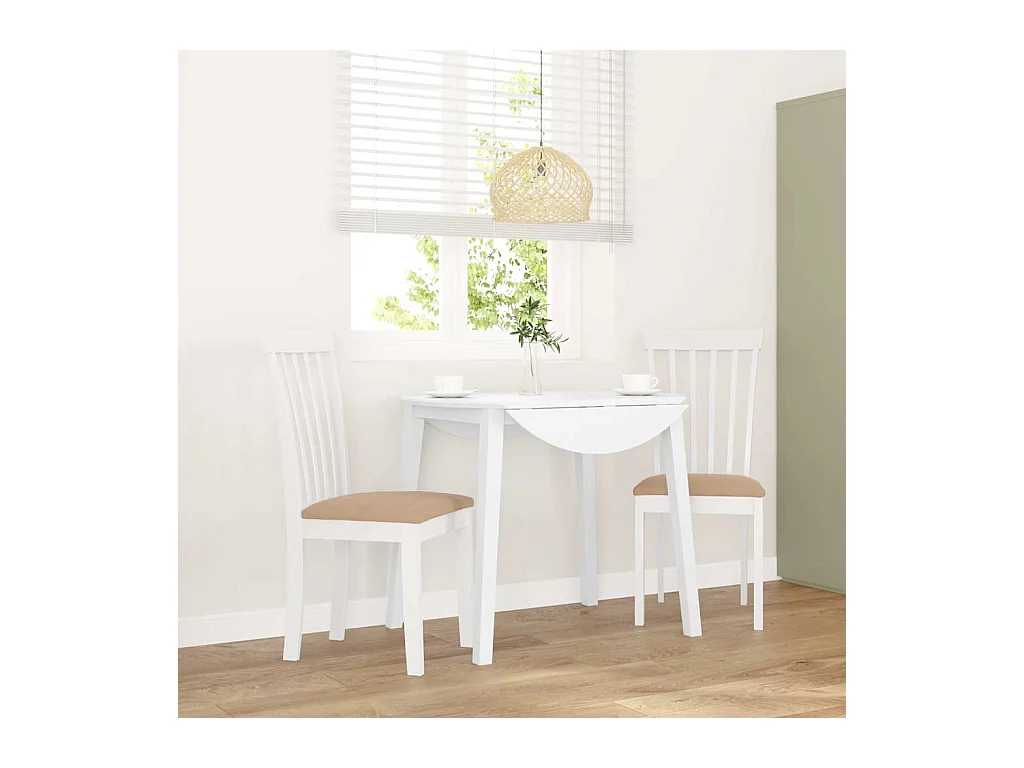 Chaises à manger coussins 2 pcs blanc bois massif caoutchouc