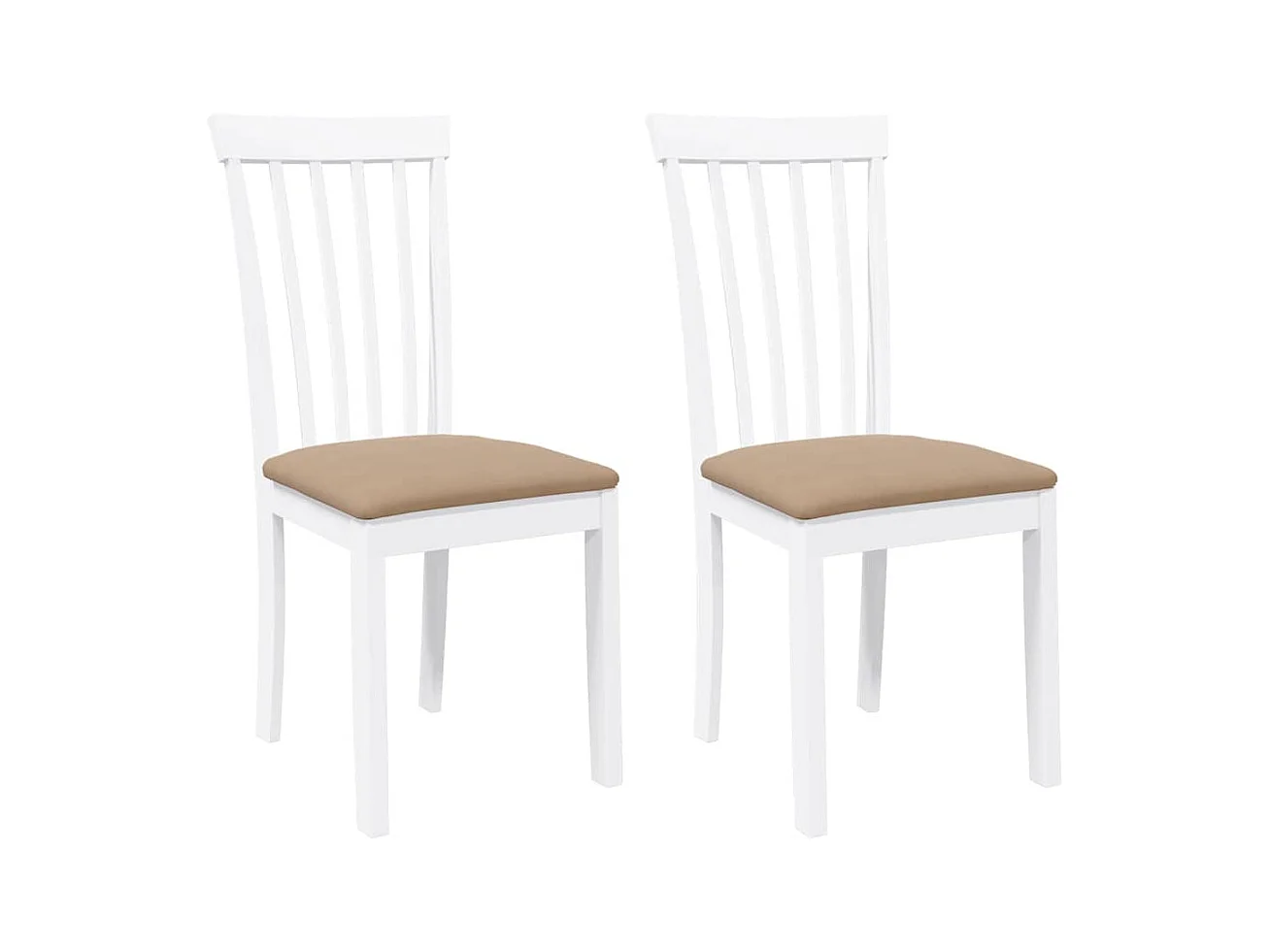 Chaises à manger coussins 2 pcs blanc bois massif caoutchouc