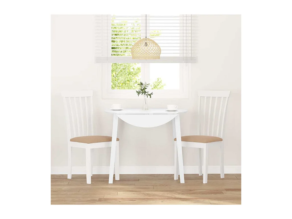 Chaises à manger coussins 2 pcs blanc bois massif caoutchouc