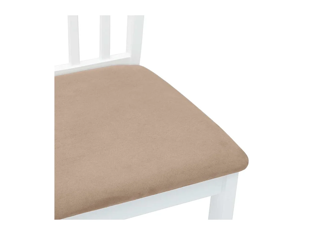 Chaises à manger coussins 2 pcs blanc bois massif caoutchouc