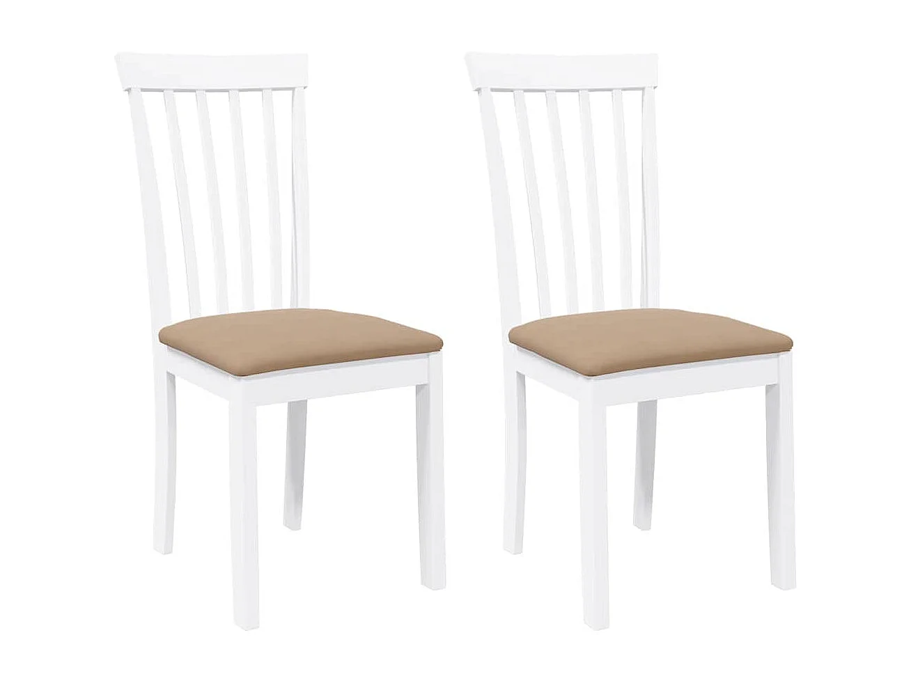 Chaises à manger coussins 2 pcs blanc bois massif caoutchouc