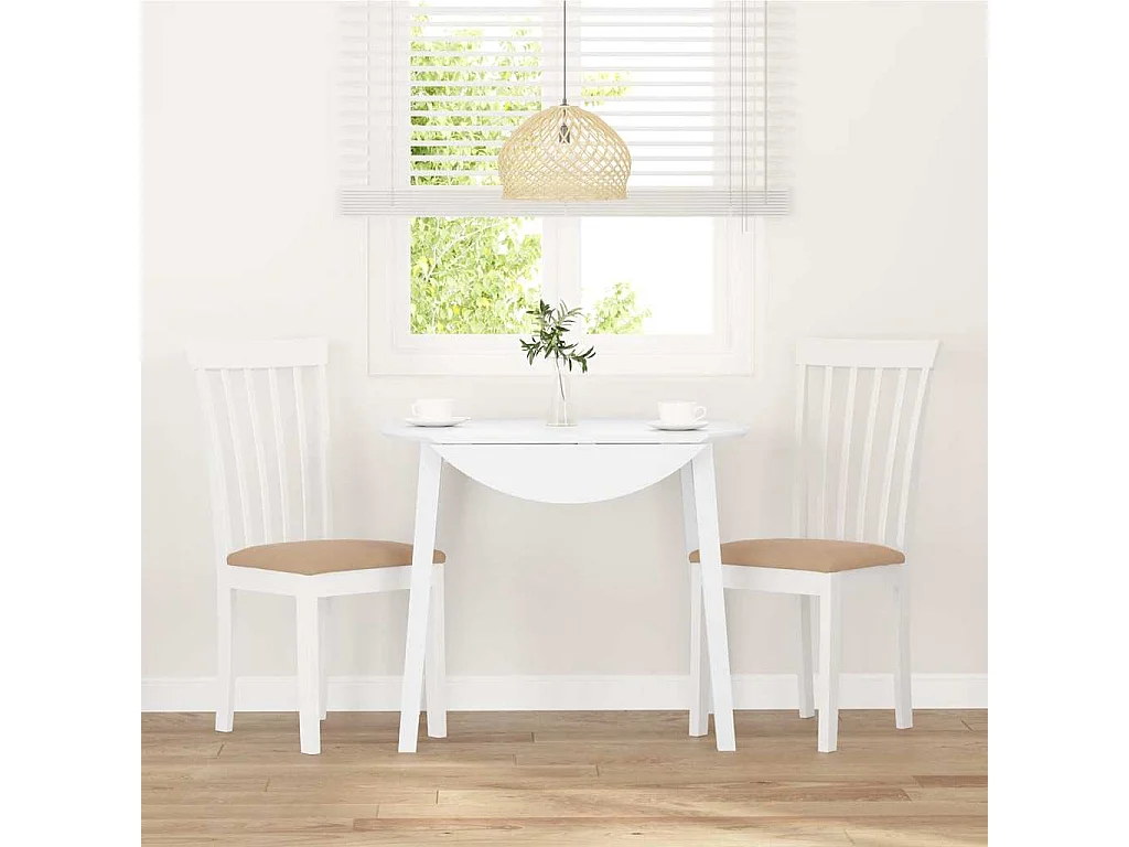 Chaises à manger coussins 2 pcs blanc bois massif caoutchouc