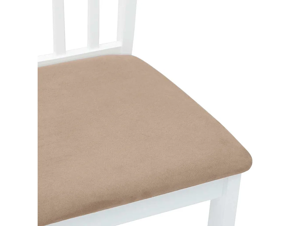 Chaises à manger coussins 2 pcs blanc bois massif caoutchouc