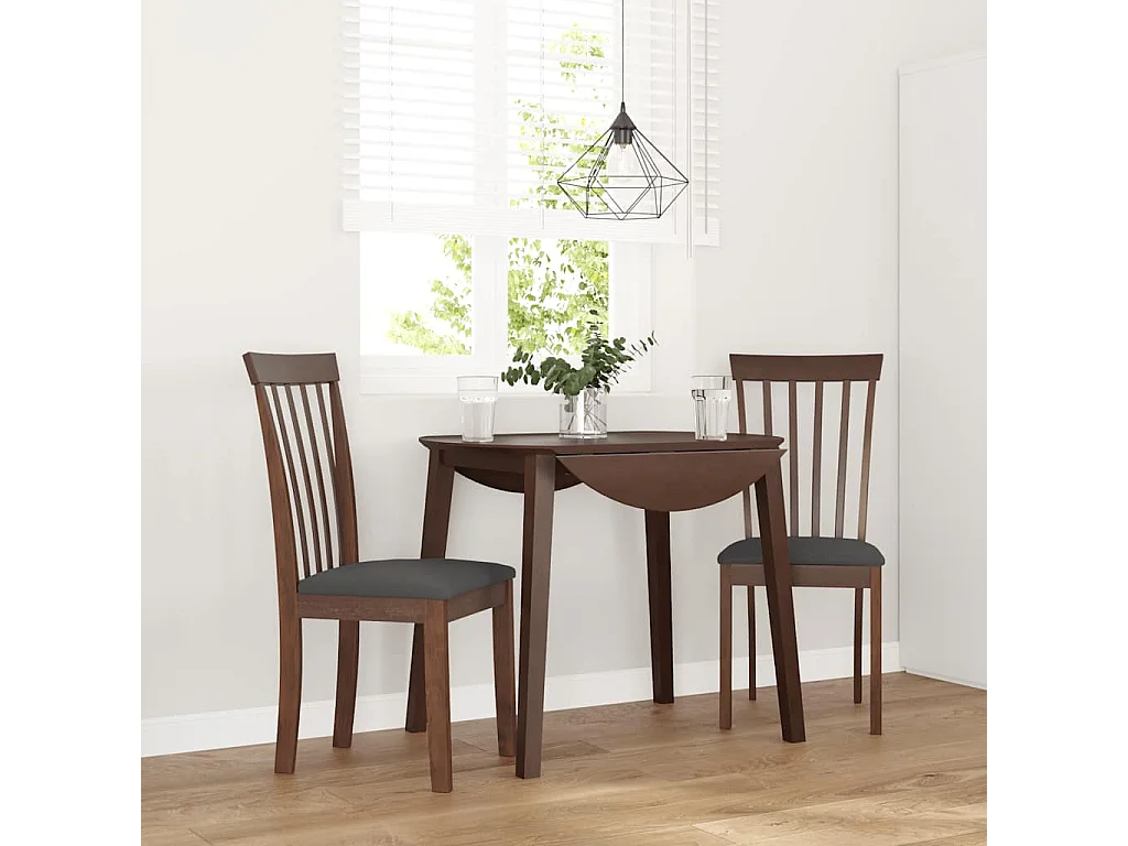 Chaises à manger coussins 2 pcs marron bois massif caoutchouc