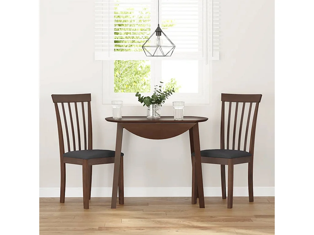 Chaises à manger coussins 2 pcs marron bois massif caoutchouc