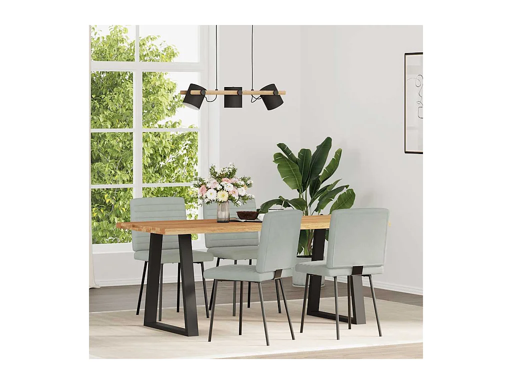 Eetkamerstoelen set van 4 Lichtgrijs Fluweel