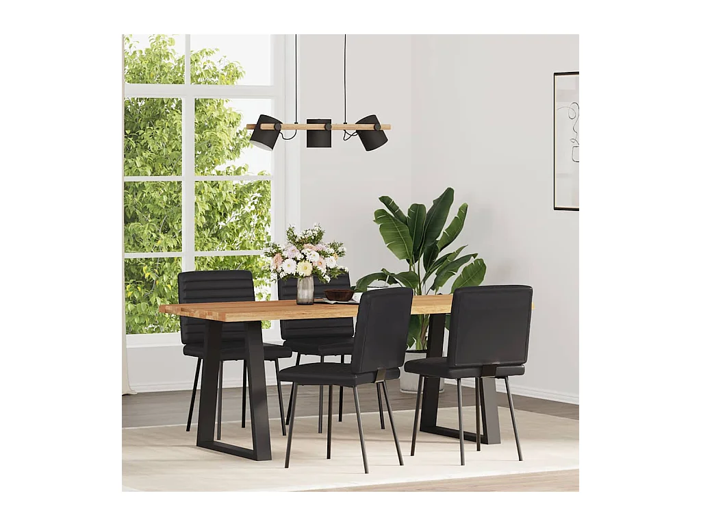 Set di 4 sedie da pranzo in similpelle nera