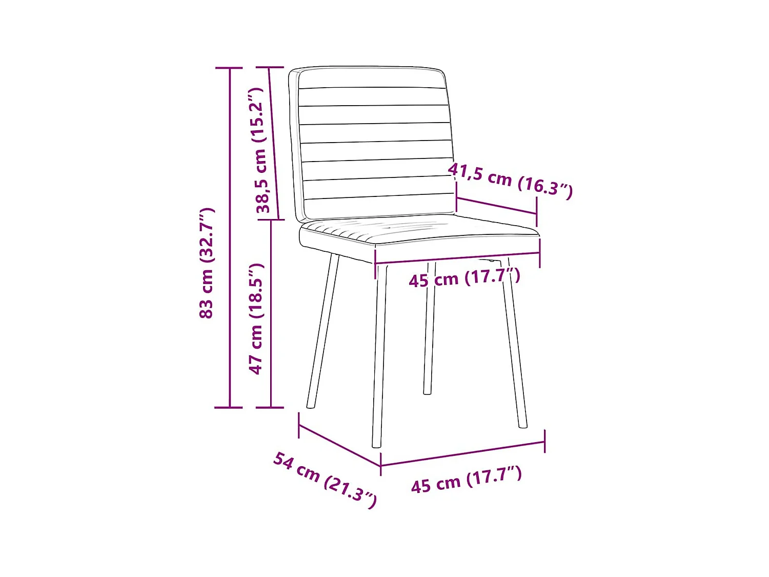 Set di 4 sedie da pranzo in similpelle nera