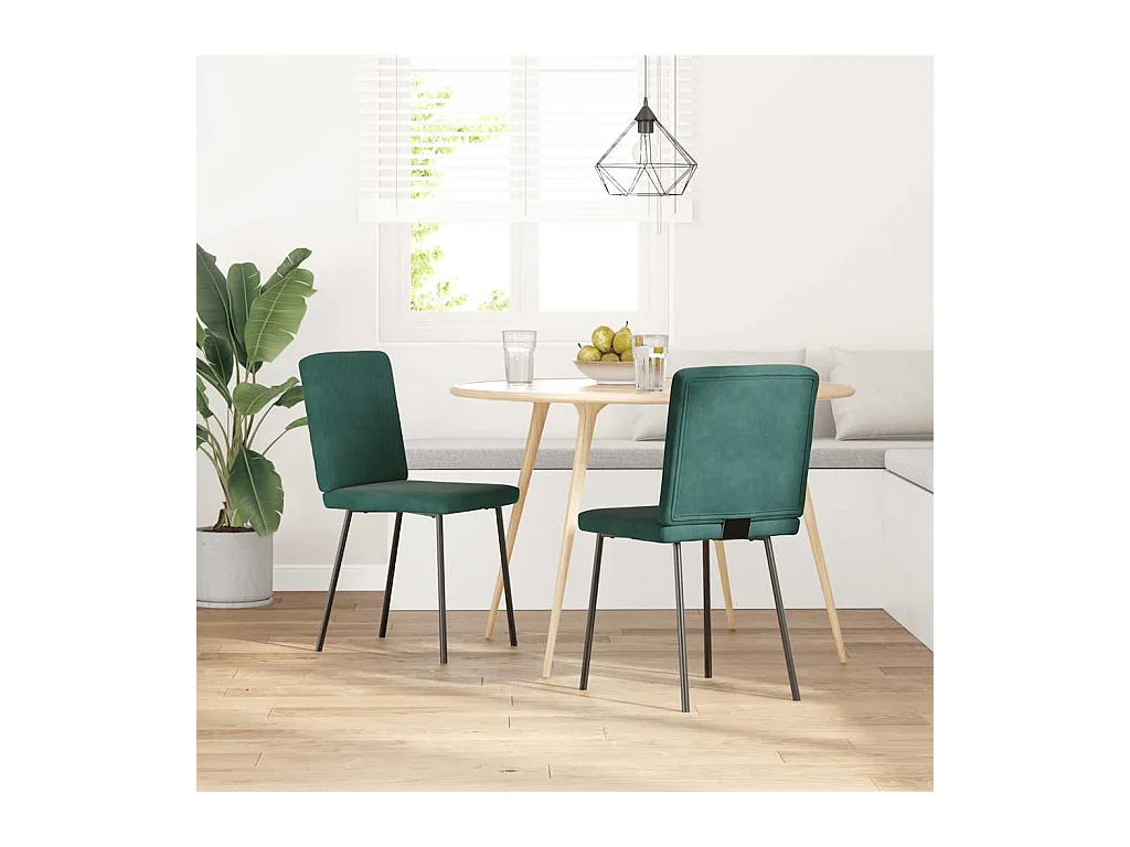 Chaises à manger lot de 2 Vert foncé Velours