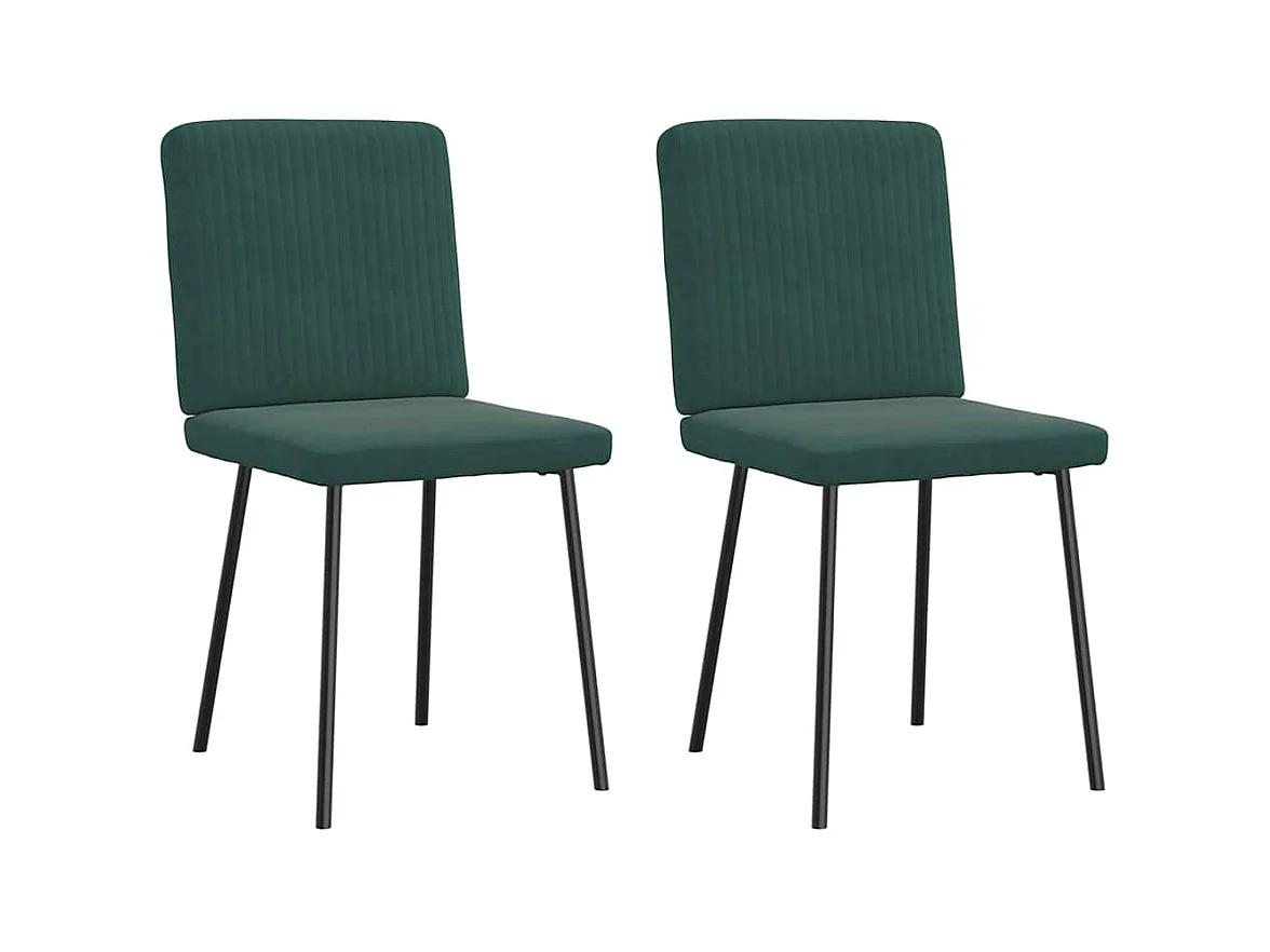 Chaises à manger lot de 2 Vert foncé Velours