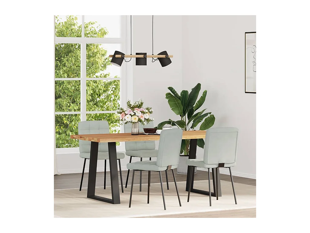 Eetkamerstoelen set van 4 Lichtgrijs Fluweel