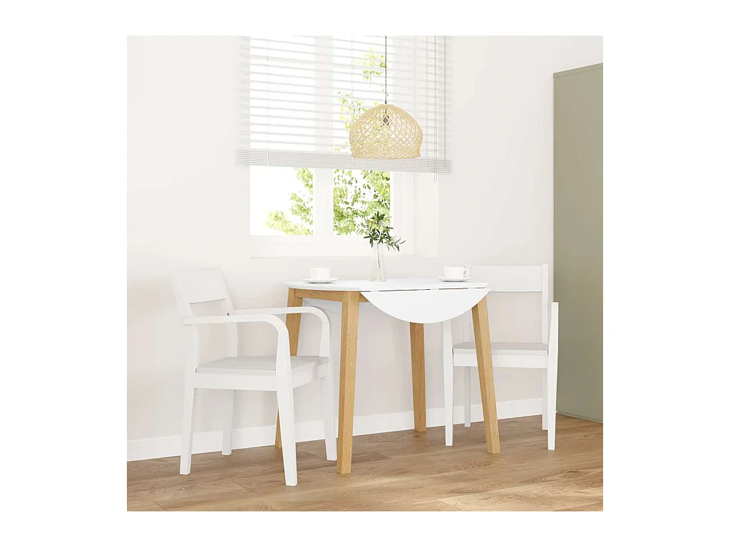 Chaises à manger 2 pcs blanc bois massif caoutchouc