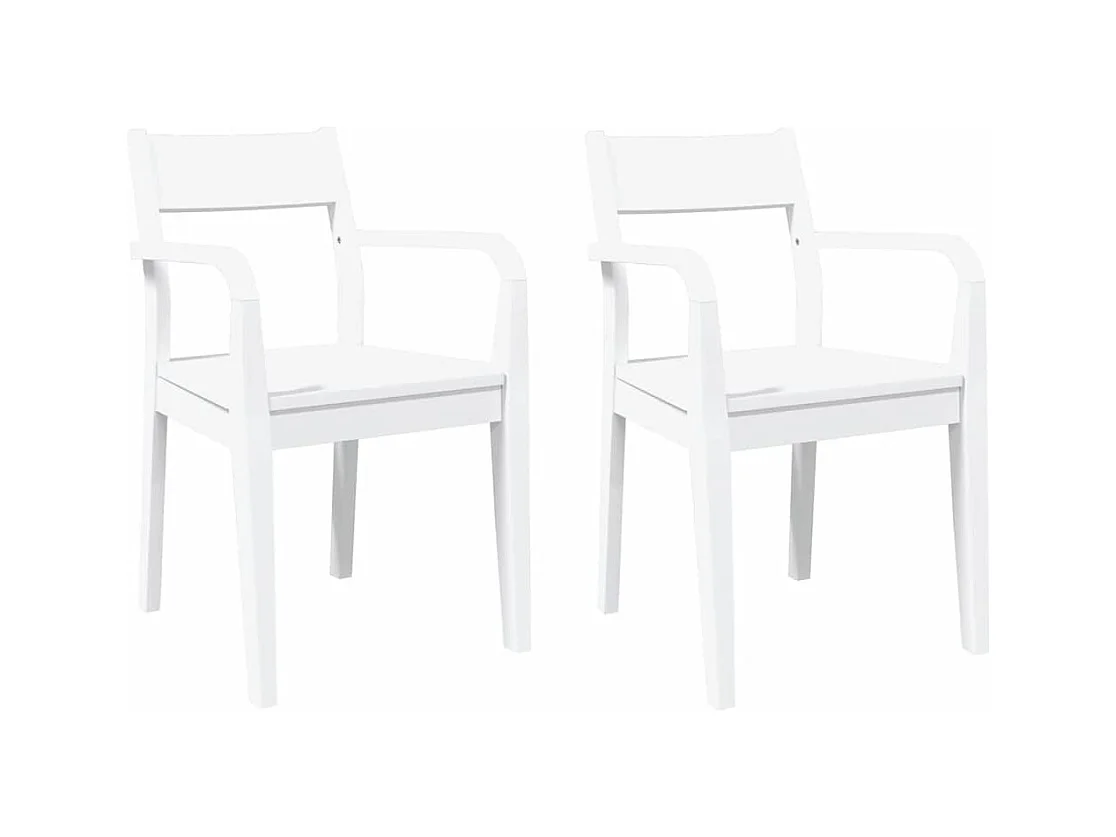 Chaises à manger 2 pcs blanc bois massif caoutchouc