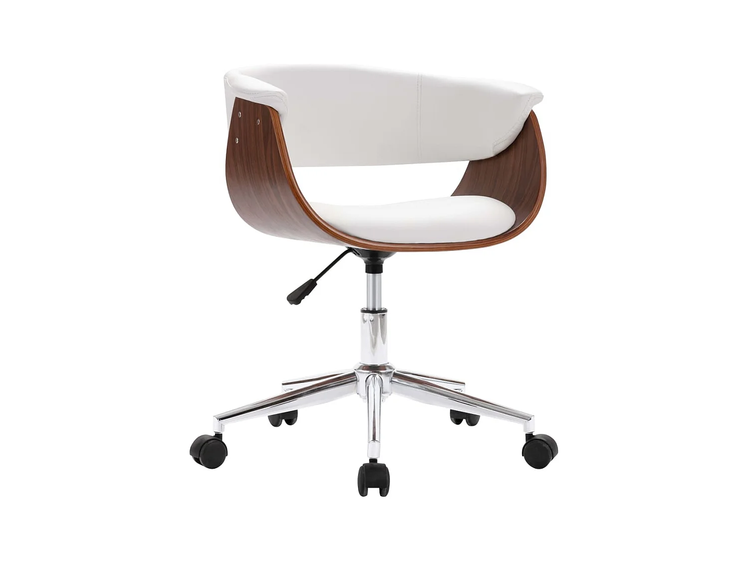 Chaise pivotante à manger Blanc Bois courbé et similicuir