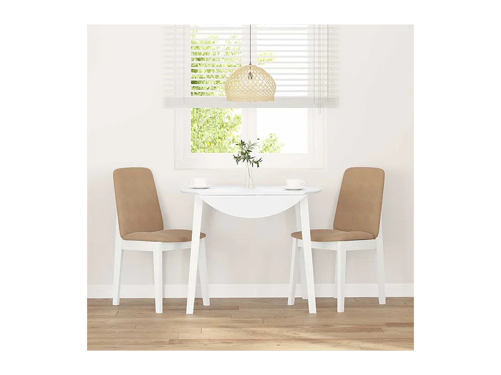 Chaises à manger coussins 2 pcs blanc bois massif caoutchouc