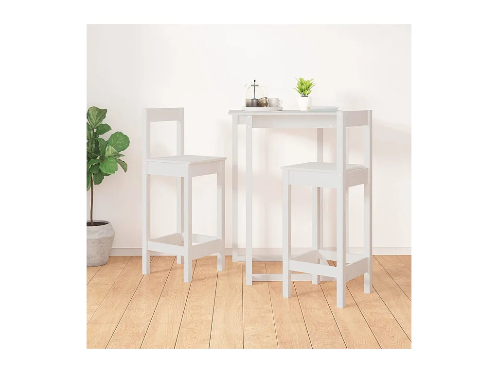 Chaises de bar lot de 2 blanc 40x41,5x112 cm bois de pin solide