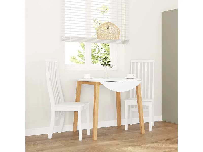 Chaises à manger 2 pcs blanc bois massif caoutchouc