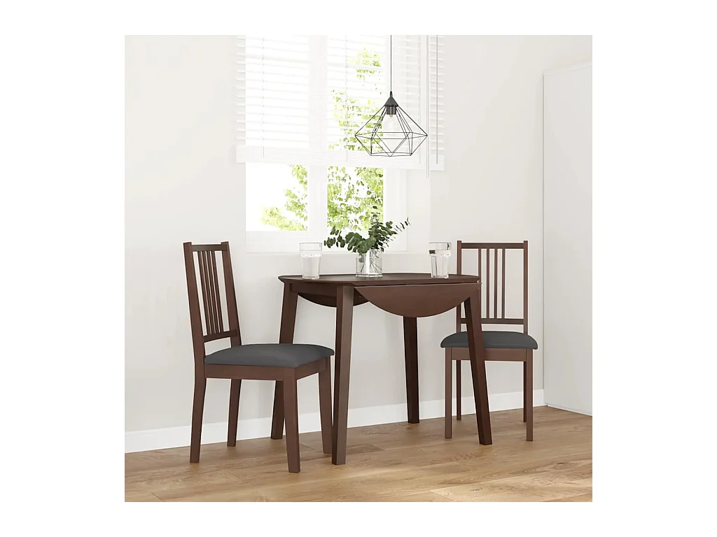 Chaises à manger coussins 2 pcs marron bois massif caoutchouc