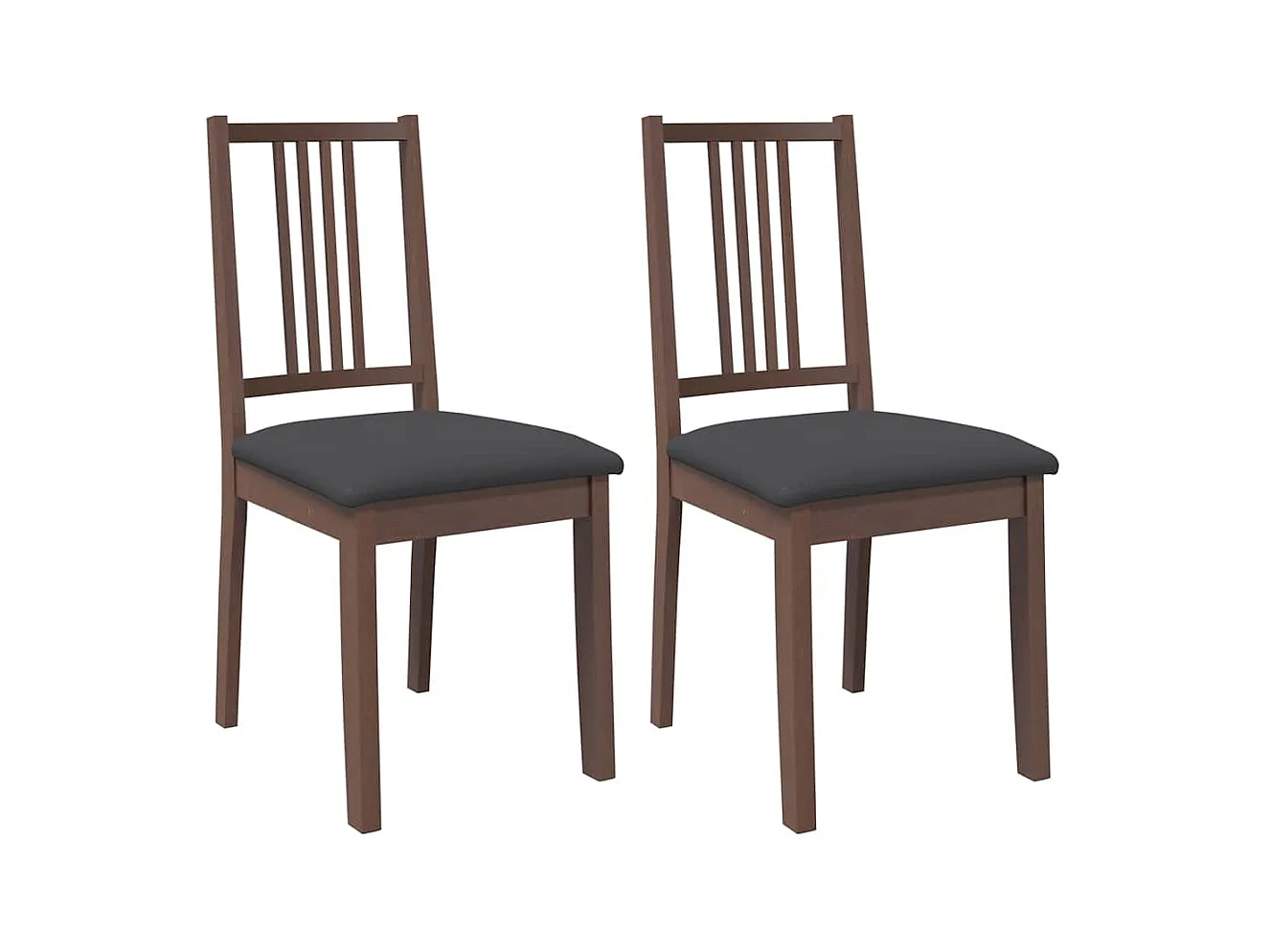 Chaises à manger coussins 2 pcs marron bois massif caoutchouc