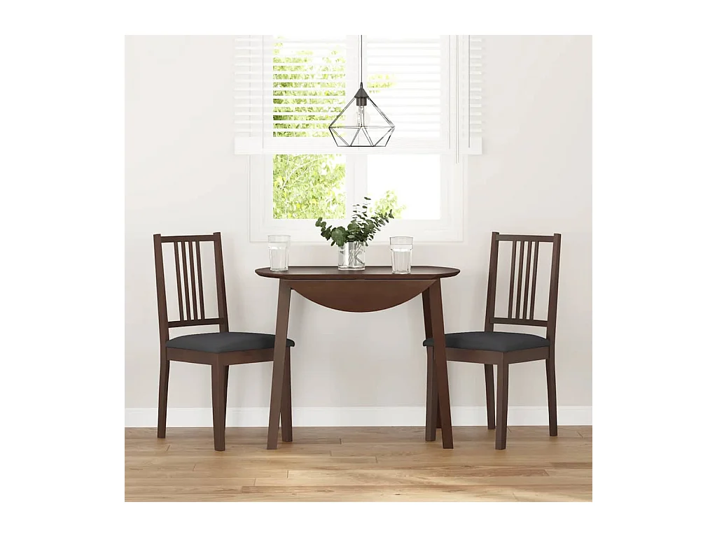 Chaises à manger coussins 2 pcs marron bois massif caoutchouc