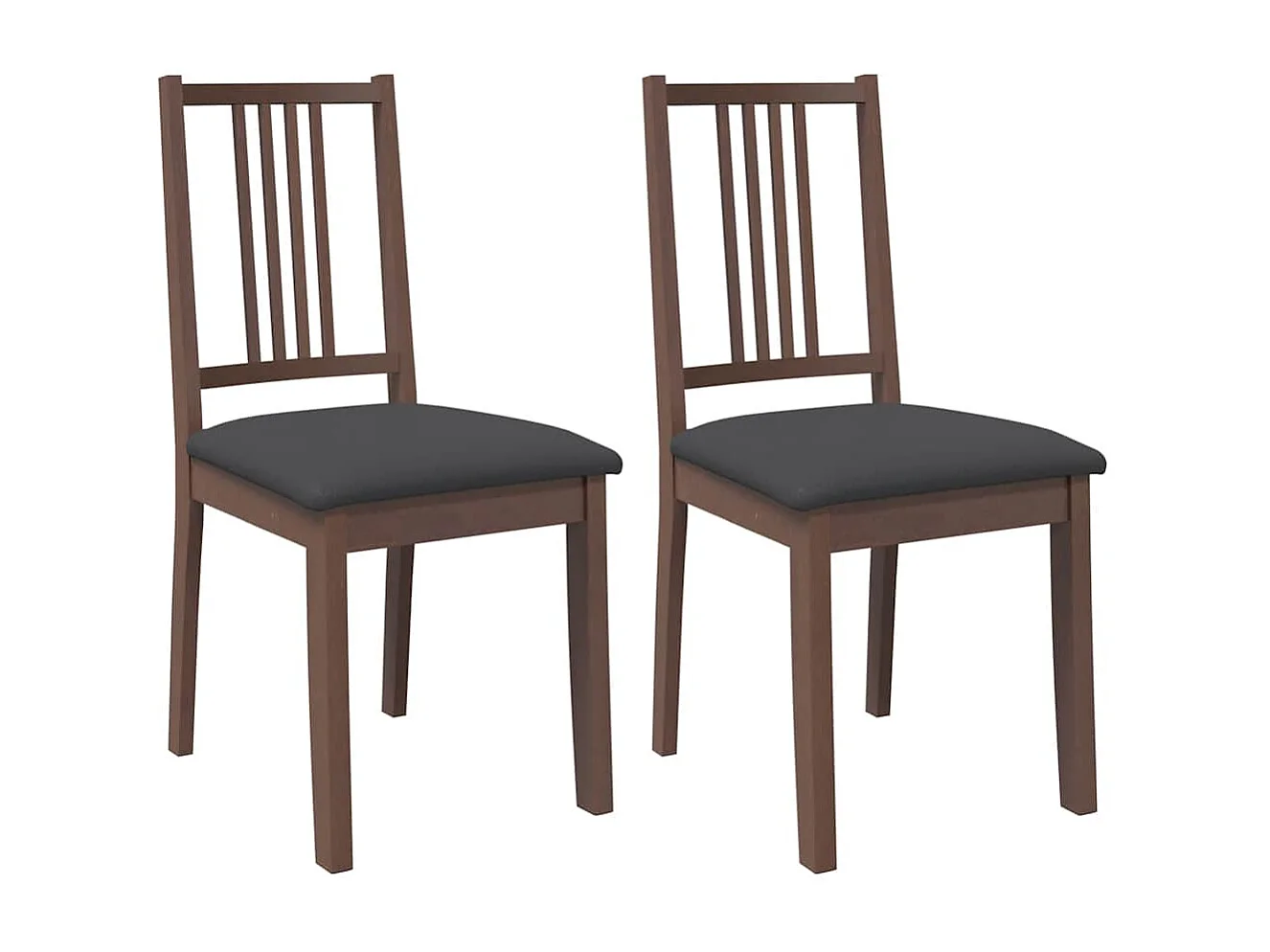Chaises à manger coussins 2 pcs marron bois massif caoutchouc