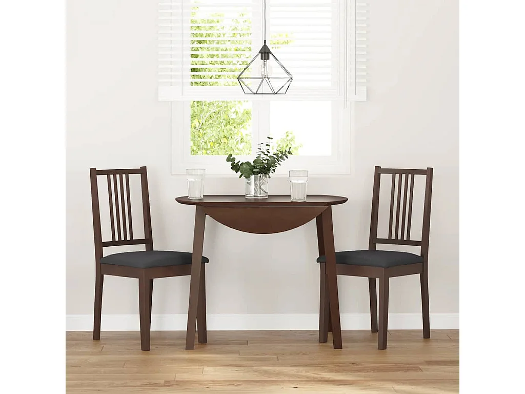 Chaises à manger coussins 2 pcs marron bois massif caoutchouc