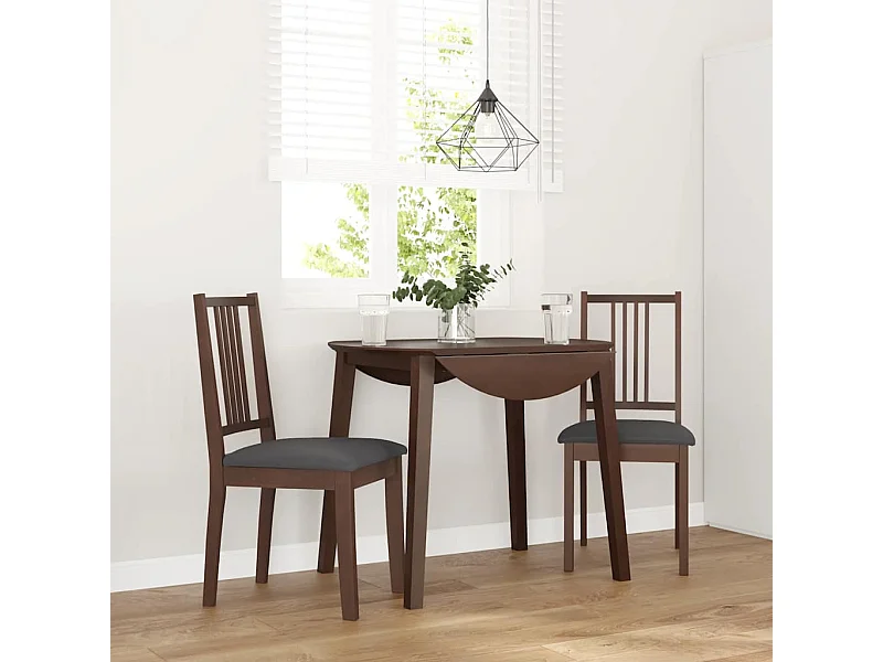 Chaises à manger coussins 2 pcs marron bois massif caoutchouc