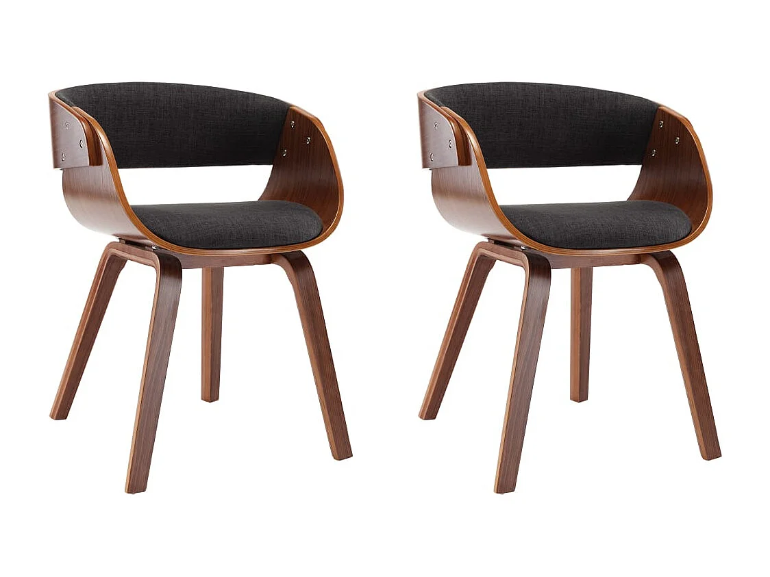 Juego de 2 sillas de comedor de madera curvada gris y tela