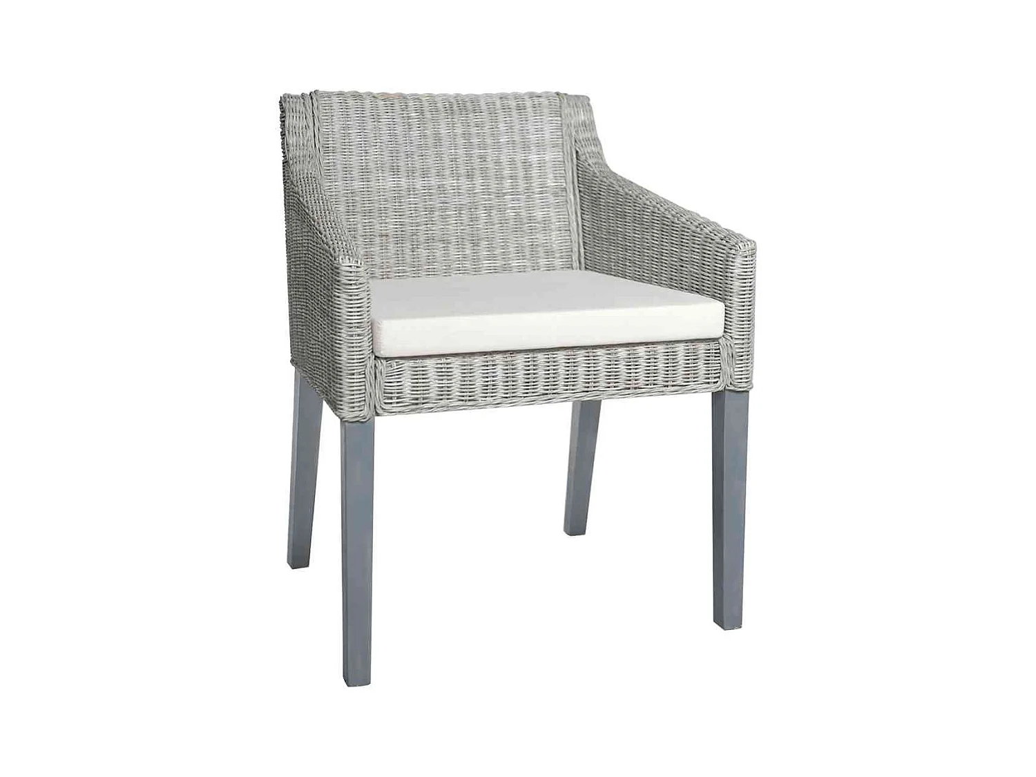 Set di 2 sedie da pranzo con cuscini in rattan naturale grigio