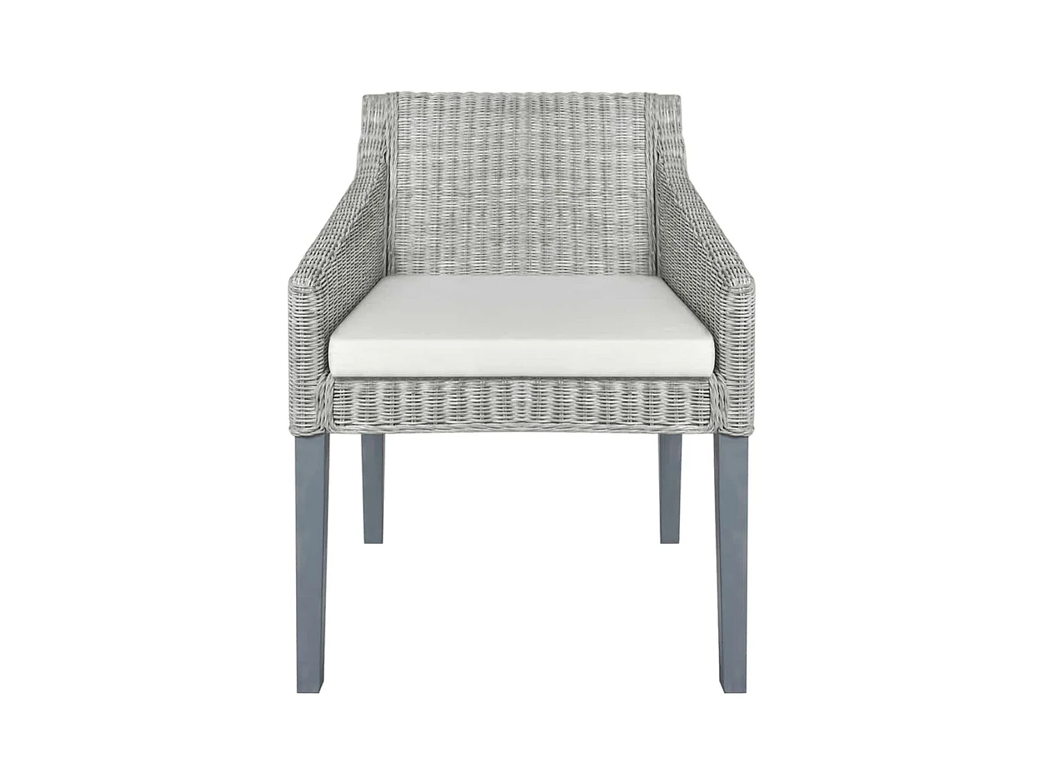 Set di 2 sedie da pranzo con cuscini in rattan naturale grigio