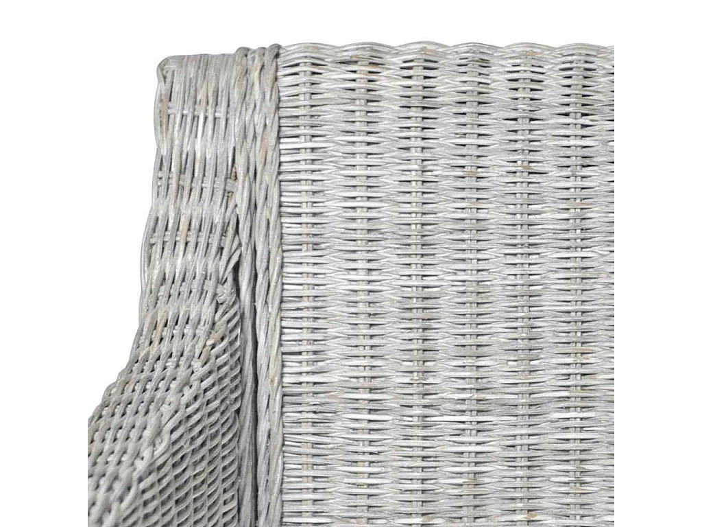 Set di 2 sedie da pranzo con cuscini in rattan naturale grigio