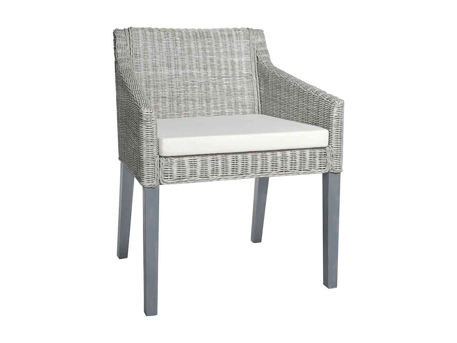 Chaises à manger avec coussins lot de 2 gris rotin naturel