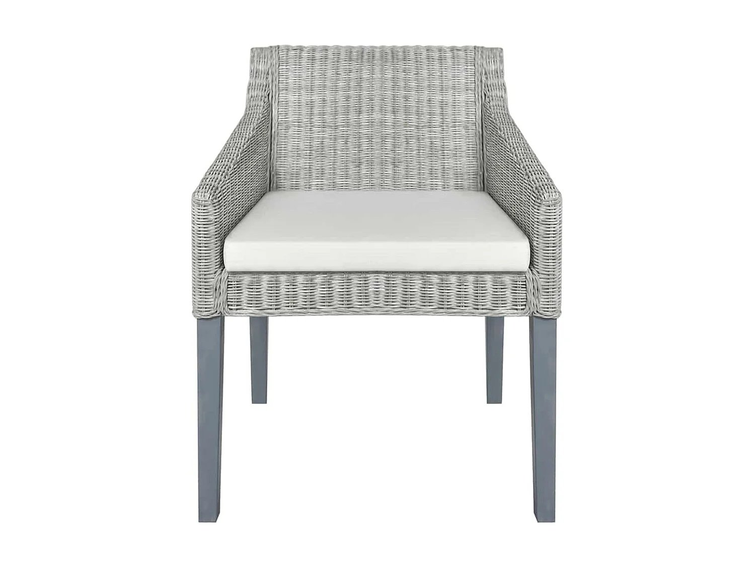 Chaises à manger avec coussins lot de 2 gris rotin naturel