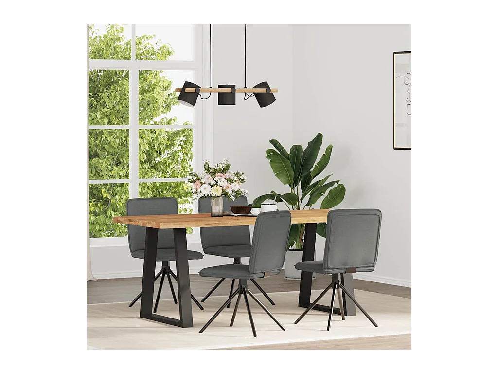 Set di 4 sedie da pranzo in tessuto grigio scuro