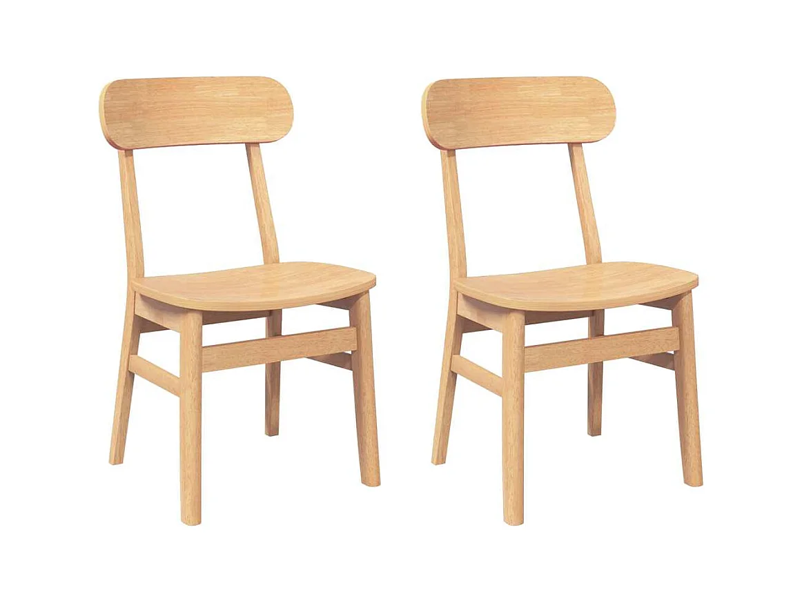 Chaises à manger 2 pcs bois massif caoutchouc