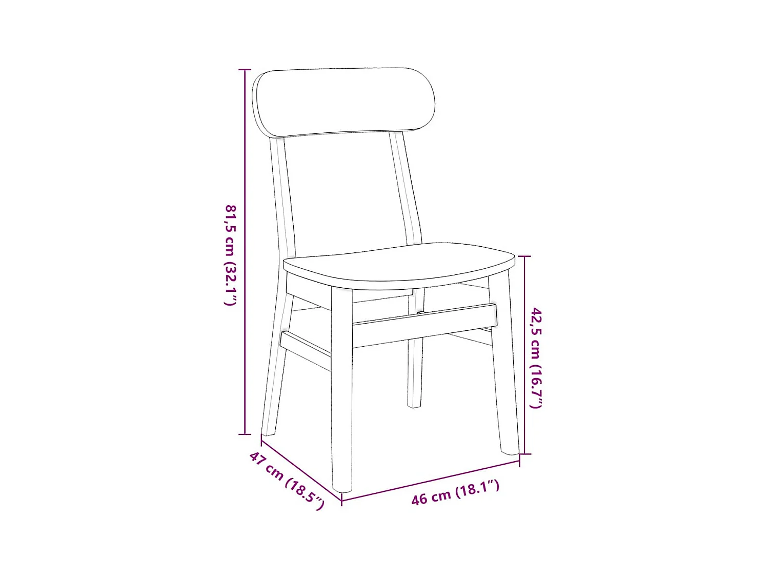 Chaises à manger 2 pcs bois massif caoutchouc