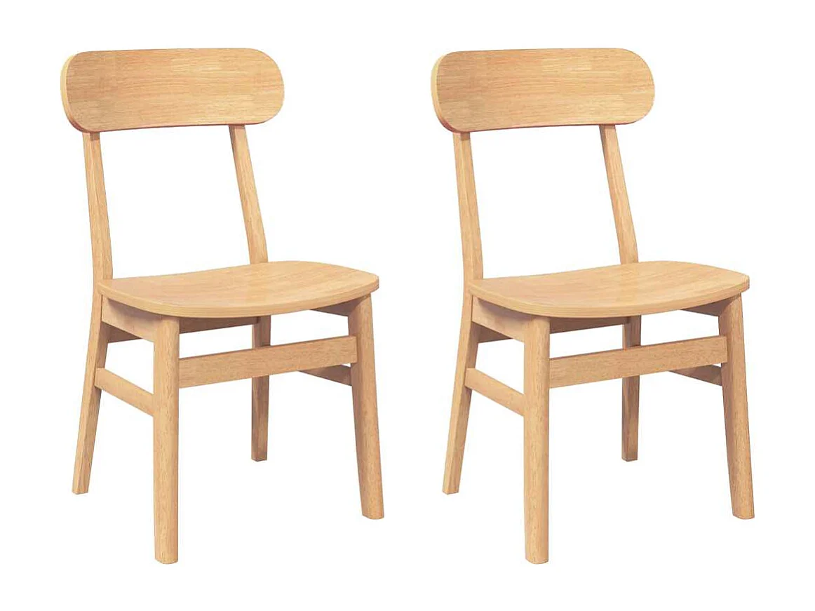 Chaises à manger 2 pcs bois massif caoutchouc