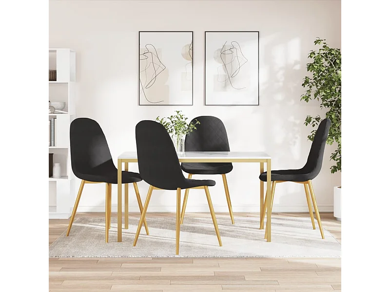 Eetkamerstoelen set van 4 zwart fluweel
