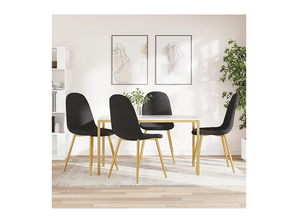Chaises à manger lot de 4 Noir Velours